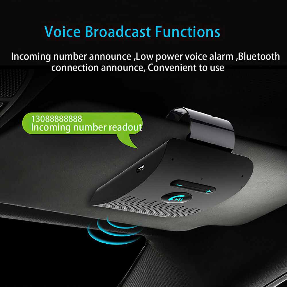 Bluetooth Hands-Free Sun Visor Wireless Phone Speaker Kit Car Speakerphone