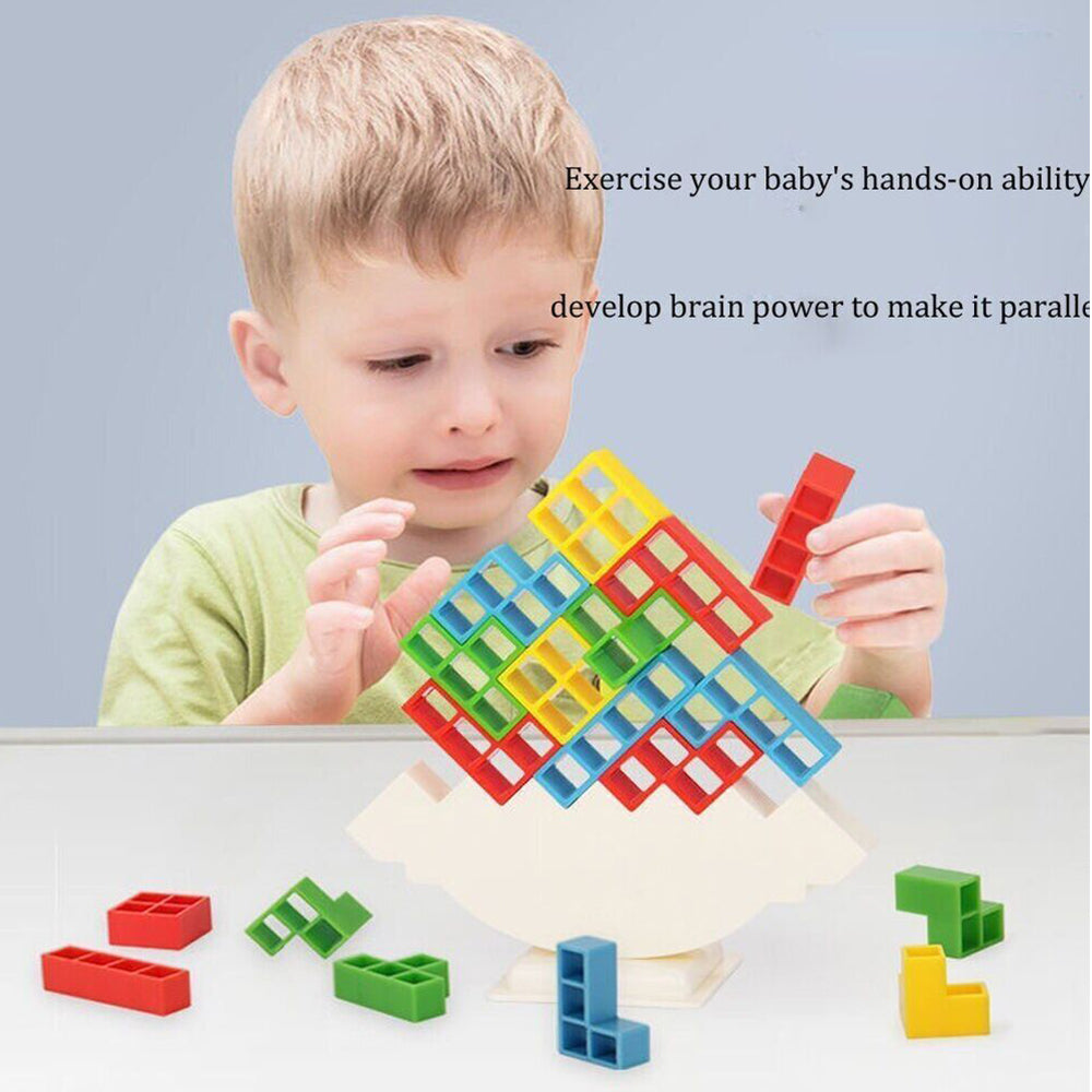 16PCS W/ holder Tetra Tower Game Stacking Blocks Balance Puzzle Assembly Bricks gift