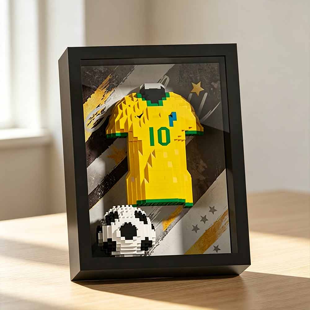 3D Football Shirt Brick Display – Art Frame, Wall Desk Gift for Football Fans