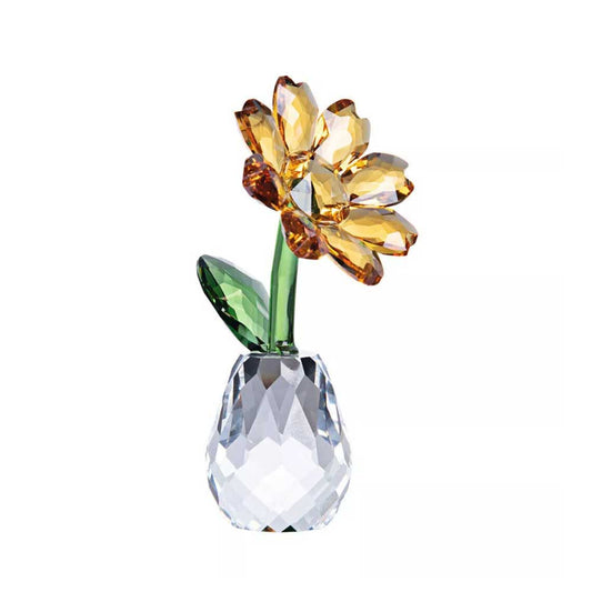 Crystal Sunflower Figurine – Glass Bouquet Flower Collectible Ornament for Table Decor