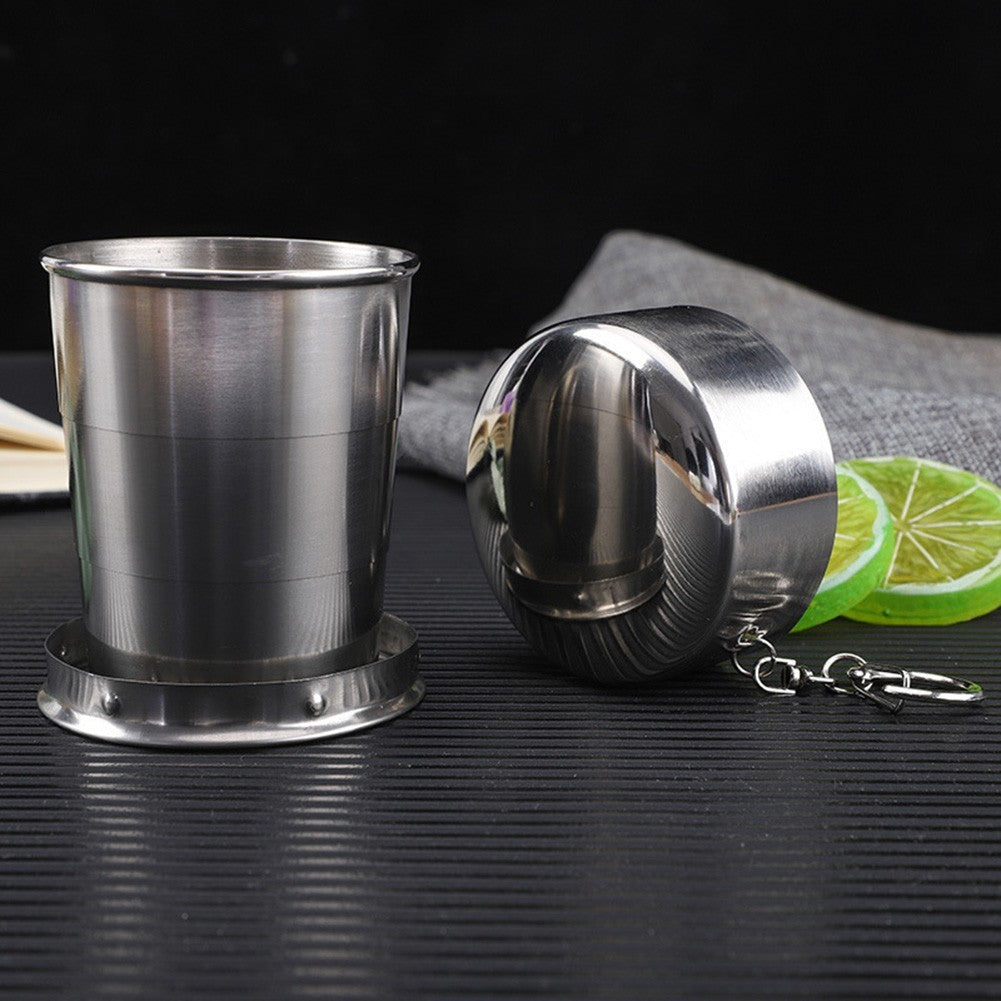 304 Stainless Folding Cup – Telescopic Mug for Campers & Hikers, Portable