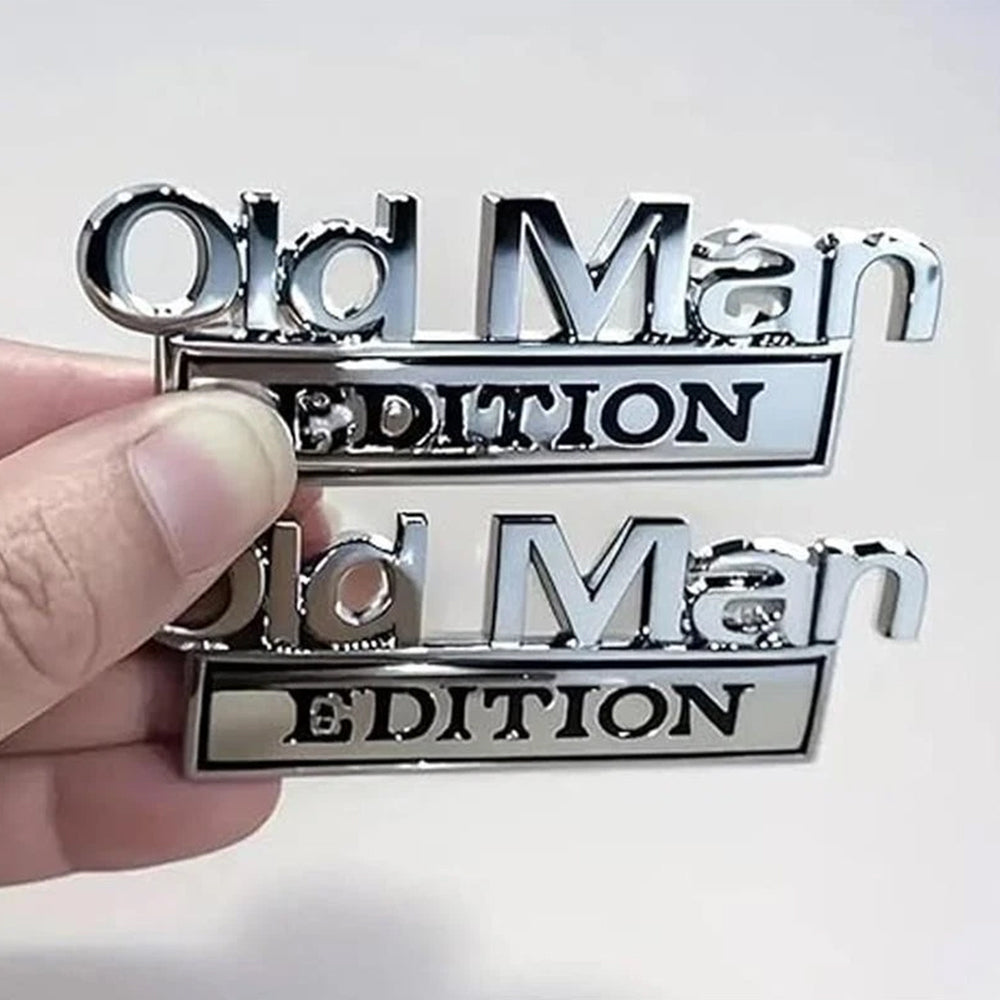 Old Man Edition 3D Metal Emblem Badge (2-Pack) - Alloy Car Sticker for Fender, Door, Truck - Multi-Color Options