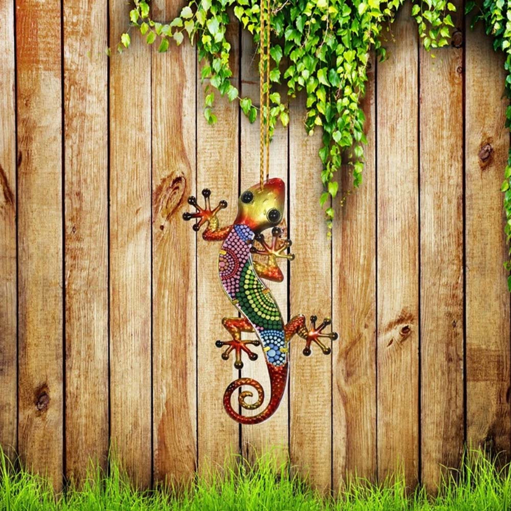 4X Colourful Gecko Garden Art – Acrylic Lizard Wall Hanging Fence Ornament Decor