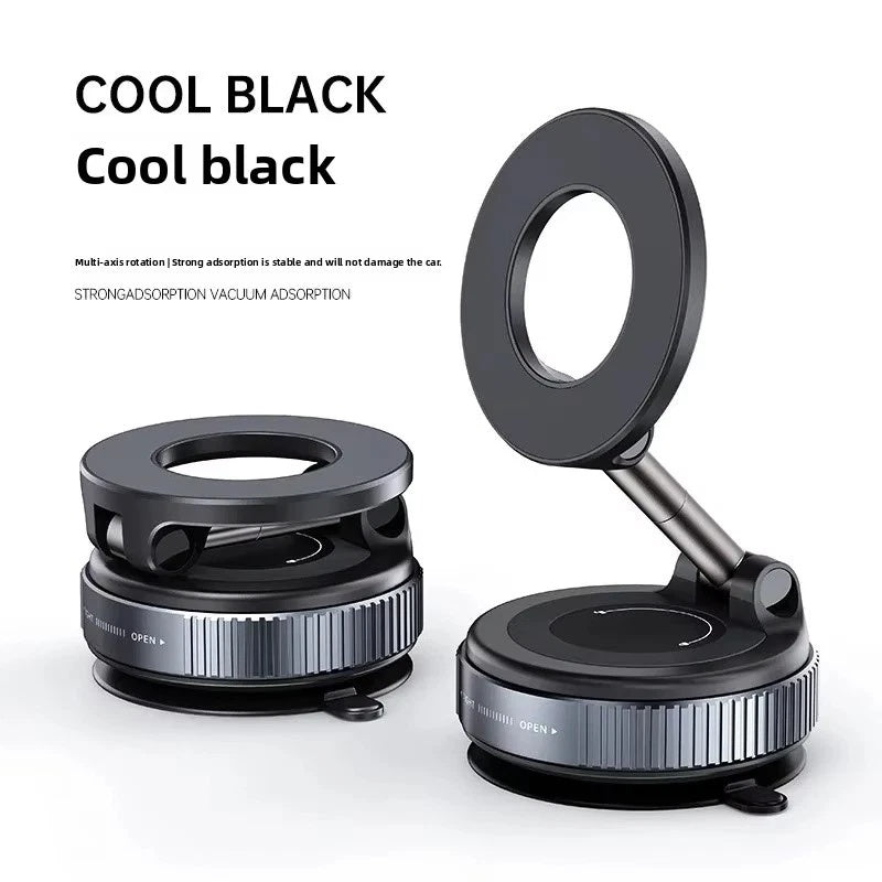 Magnetic Vacuum Suction Car Phone Holder – 360° Rotation, Dashboard & Windshield Mount with Strong Magnetic Grip