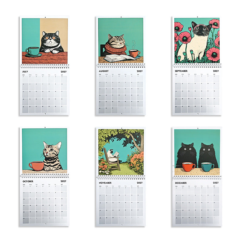 2027 Wall Calendar Cats Reading Books – Cat Lover Monthly Planner Gift