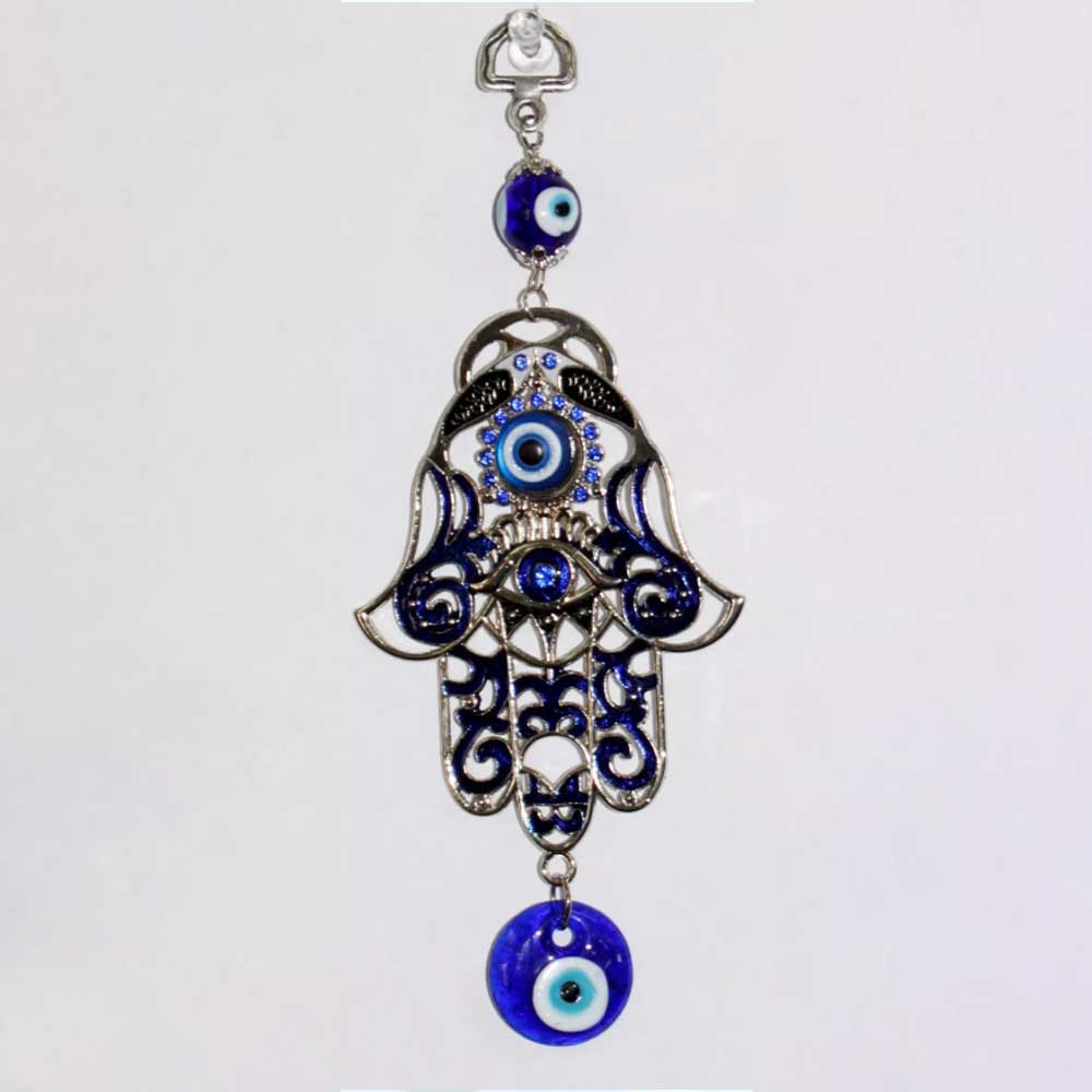 Turkish Blue Evil Eye 3" Hamsa Hand Amulet Wall Hanging Protection Decor