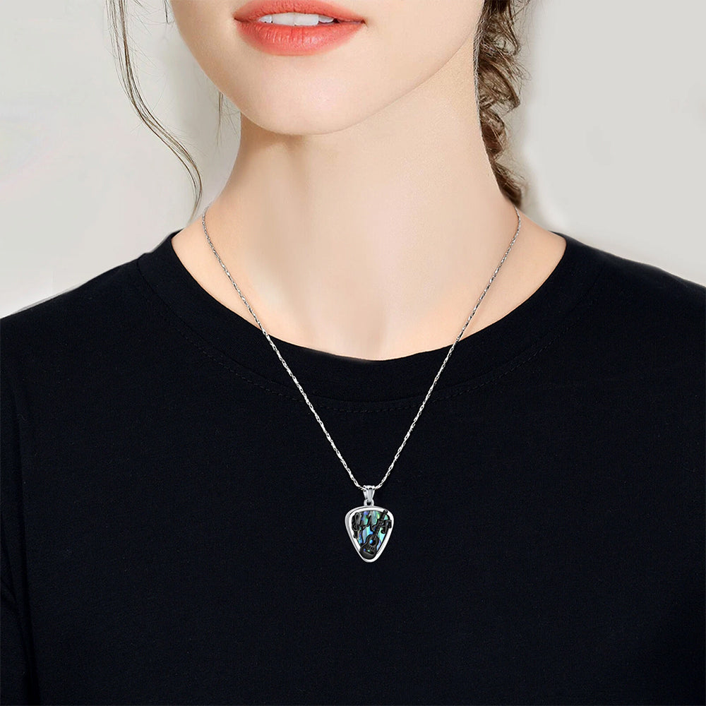 3-Piece Guitar Pick Ash Urn Necklace Set | Memorial Pendant with Abalone Shell & Musical Design