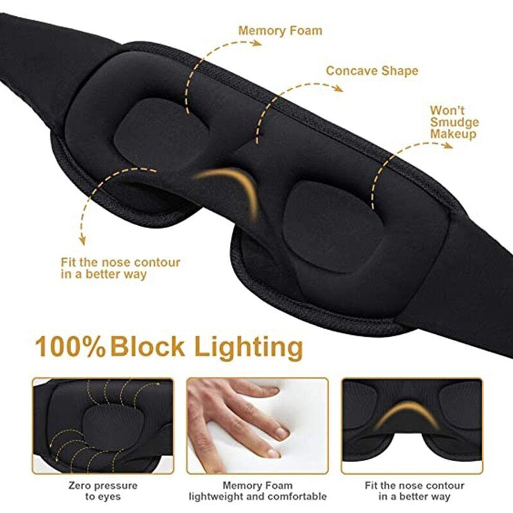 3D Sleeping Eye Mask Block Out Light Soft Padded Travel Sleeping Aid EyeMask