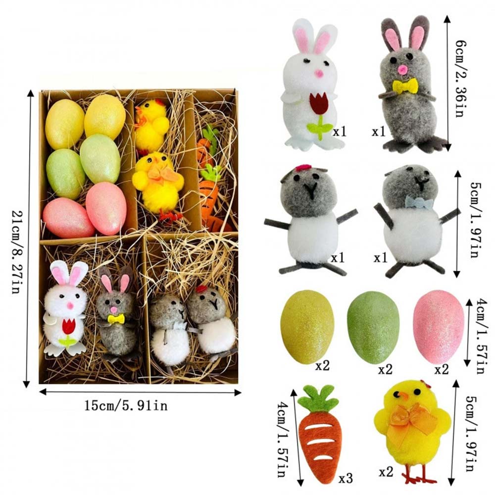 Carrot Egg Bunny Chick Easter Decorations Set - Plastic & Felt Party Items for Spring