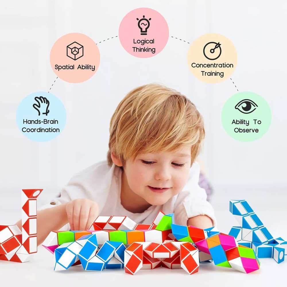 Magic Snake, 36 Blocks Snake Puzzle, Twisty Magic Ruler, Brain Teaser Toy