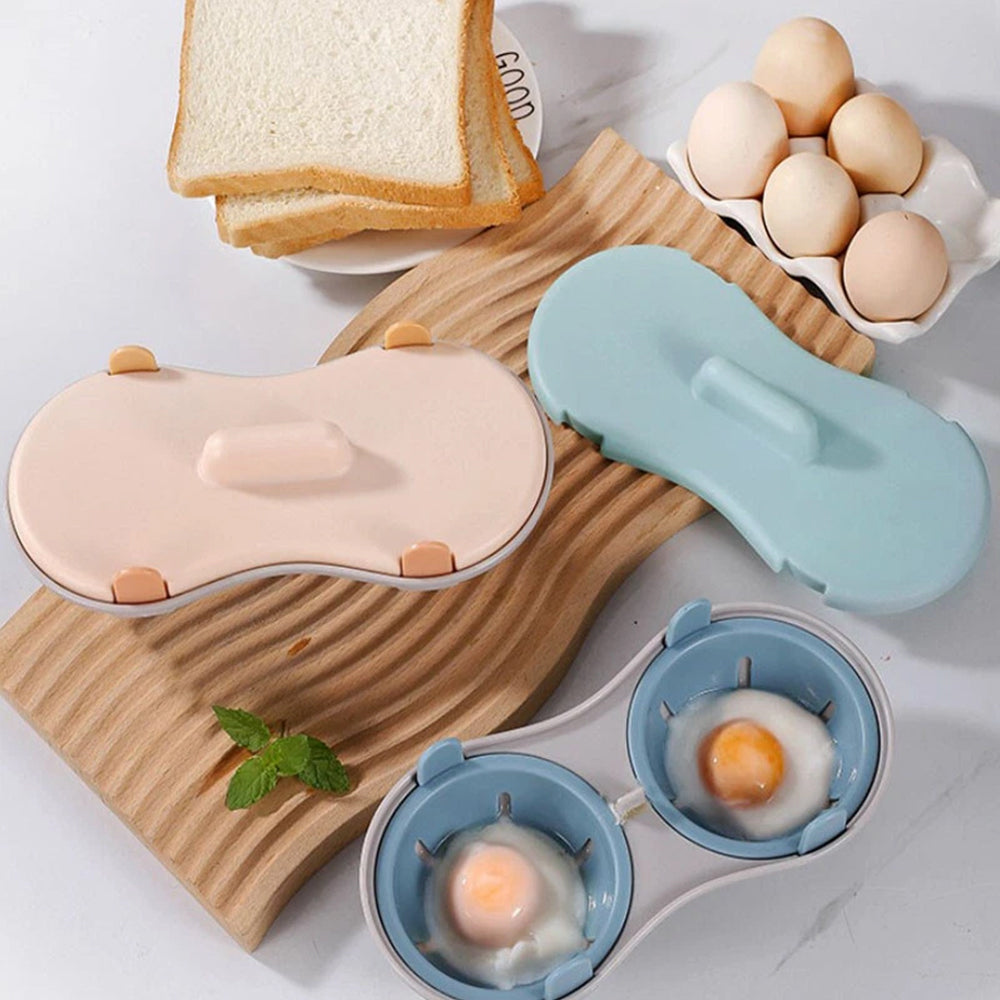 Microwave Double Cup Eggs Poacher Cookware Cooker Egg Boiler Steamer Maker Poach