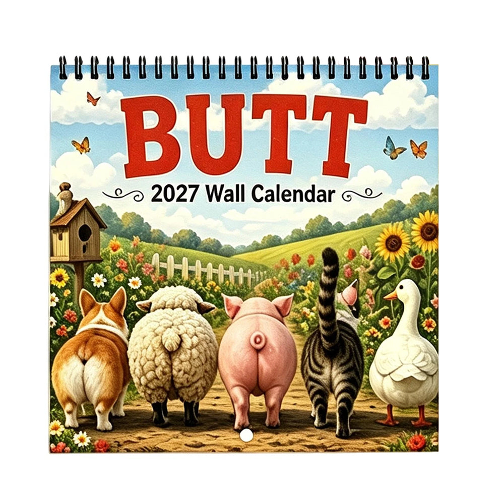 Funny Animal Butts 2027 Wall Calendar – Humorous Month-to-View Hanging Gift