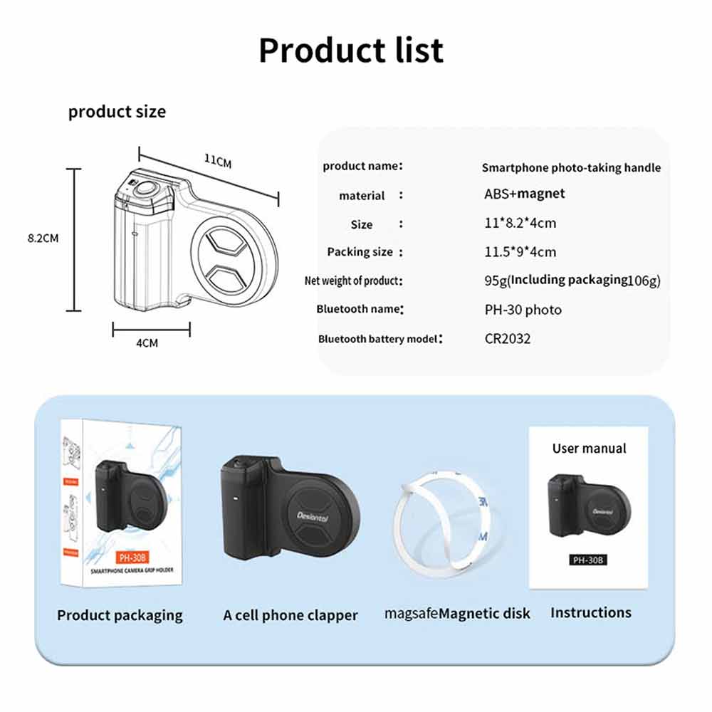 360° Magnetic Phone Grip – Universal Selfie Remote Camera Holder Bracket