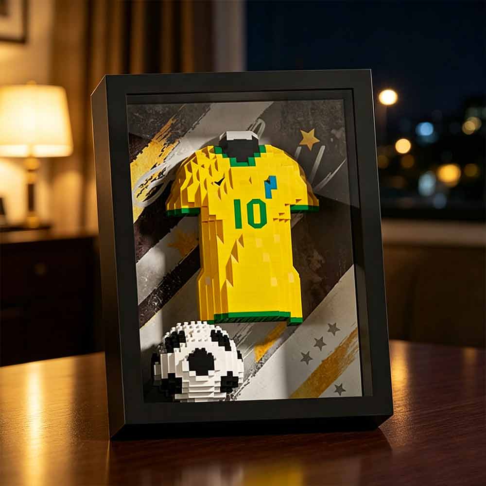 3D Football Shirt Brick Display – Art Frame, Wall Desk Gift for Football Fans