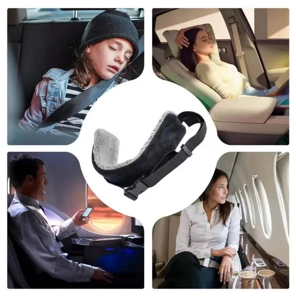 Neck Support Travel Pillow – Adjustable Head Strap for Airplane, Portable