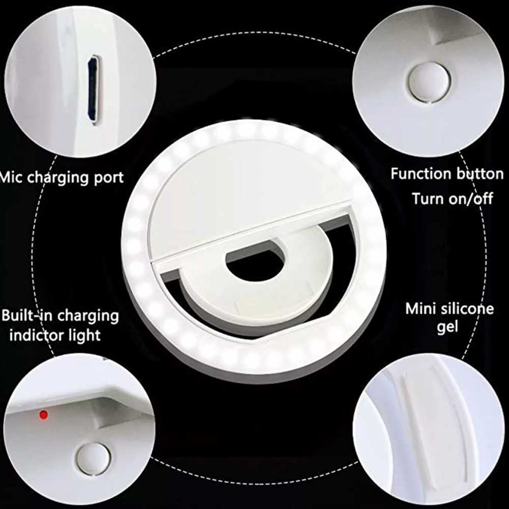Selfie LED Light Ring Flash Clip Rechargeable Camera For Phone & iPhone Tablets