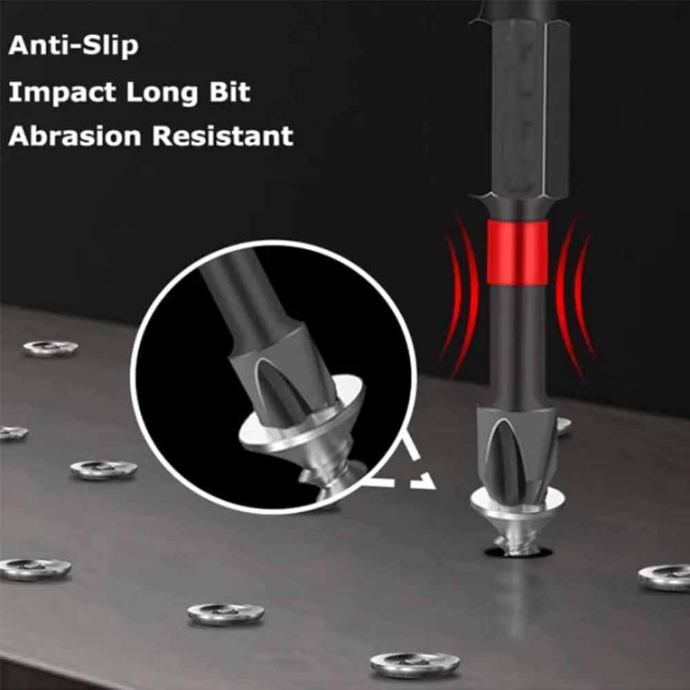 6IN1 Anti-Slip Magnetic Drill Bit Set,S2 Steel Cross Slot Screwdriver Bit