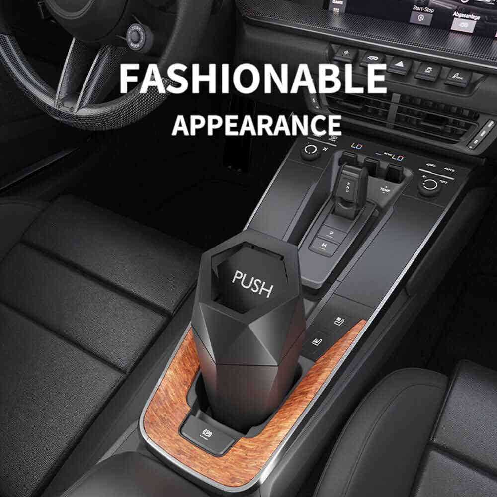 Mini Car Trash Can Bin Push with Lid Car Portable Garbage Can Car Accessories