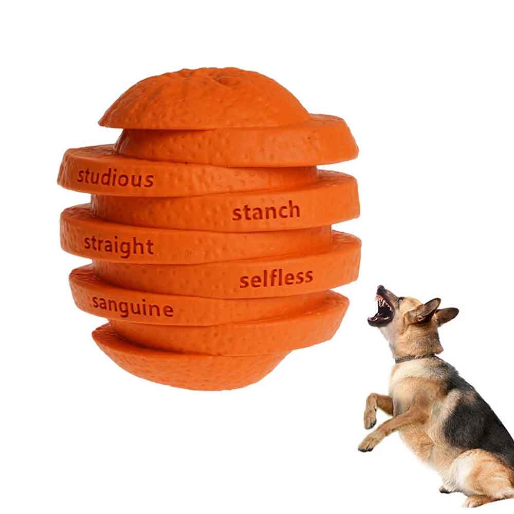 Indestructible Dog Chew Toy – Treat Dispenser & Interactive Pet Toy, Orange, 10cm