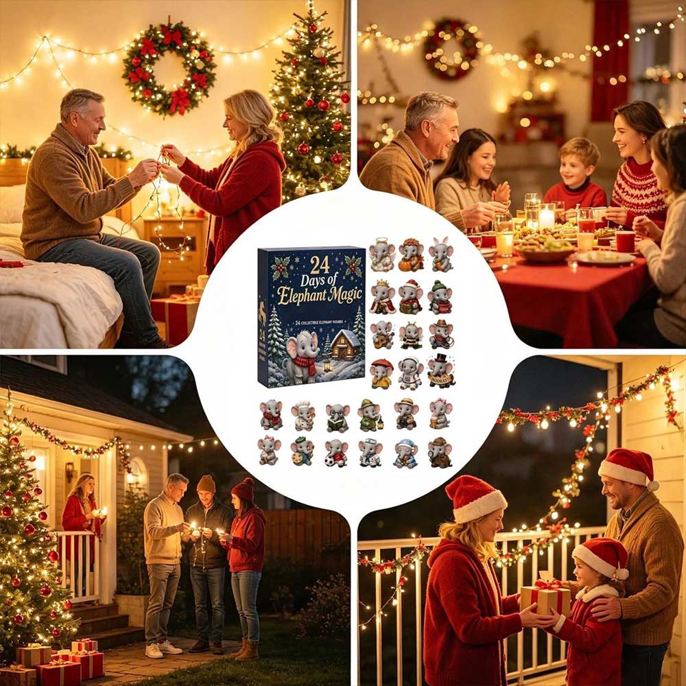 2D Acrylic Elephant Advent Calendar – 24 Days Christmas Countdown Pendants