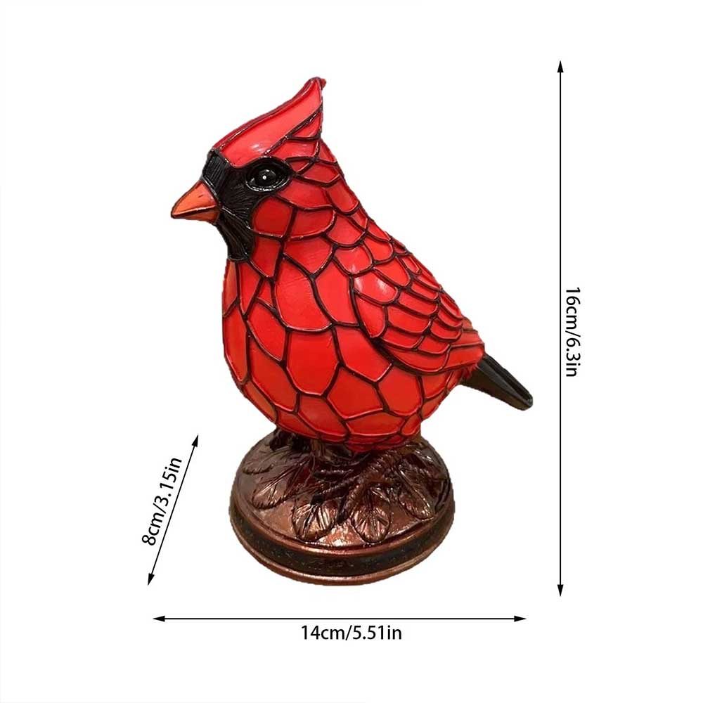 Cardinal Table Lamp - Handcrafted Red Resin Bird Night Light for Bedroom & Living Room Decor