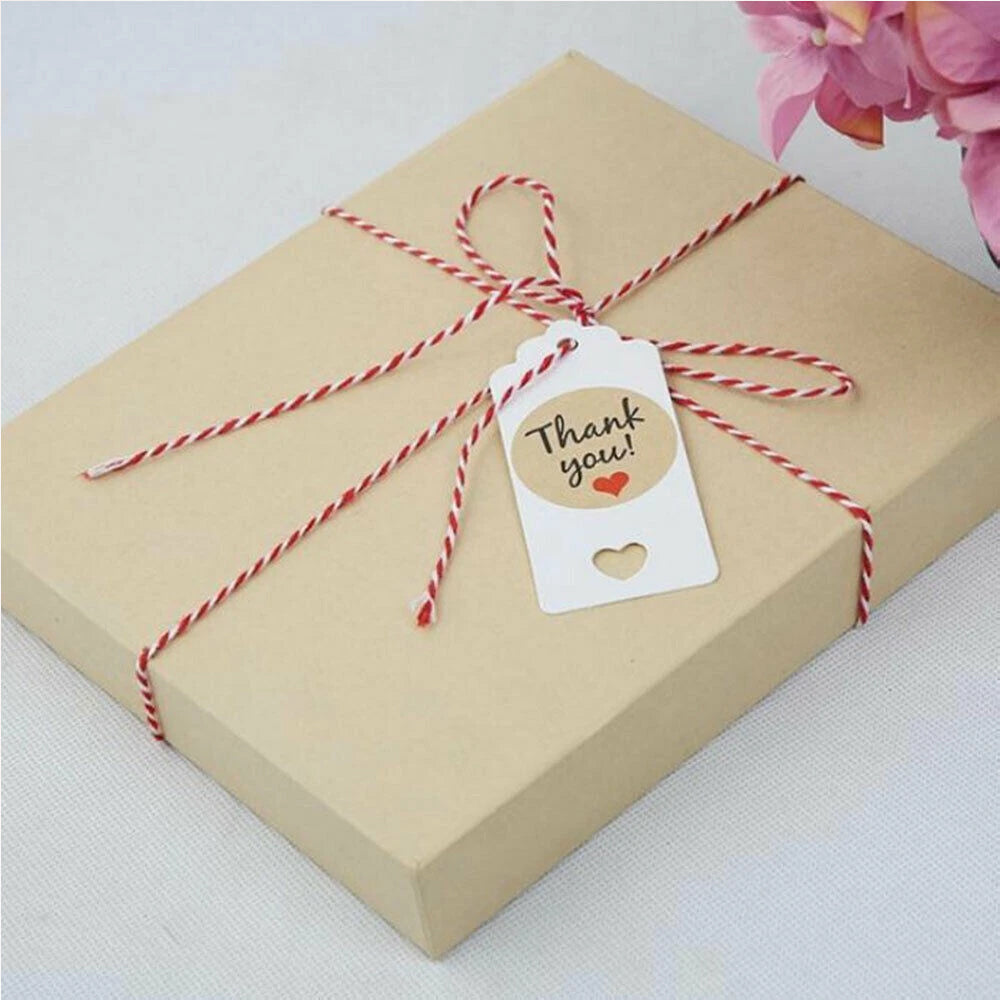 100m Red & White Twine String Natural Cotton Jute for Gift Wrapping, Christmas Crafts & DIY Decor