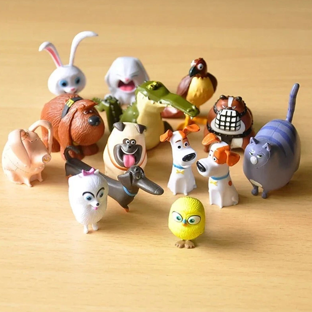 14PCS PVC Pet Figures – Rabbit, Dog & Cat Action Toys for Christmas Gift