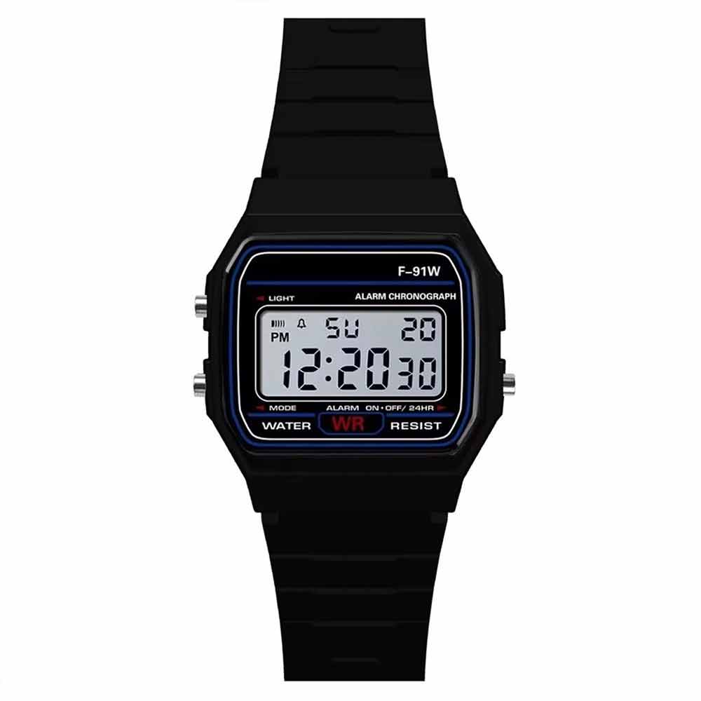Classic Digital Retro Sport Alarm Stopwatch Black Watch – Unisex Everyday Timepiece