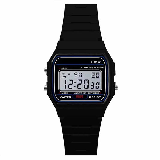 Classic Digital Retro Sport Alarm Stopwatch Black Watch – Unisex Everyday Timepiece