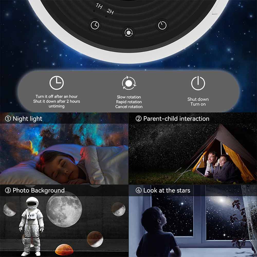 12in1 Planetarium Galaxy Starry Sky Projector Night Light Rotating Star LED Lamp