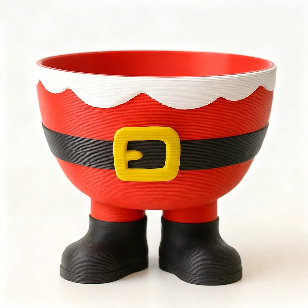 3D Printed Christmas Feet Bowl – Santa & Elf Candy Holder in Festive Red