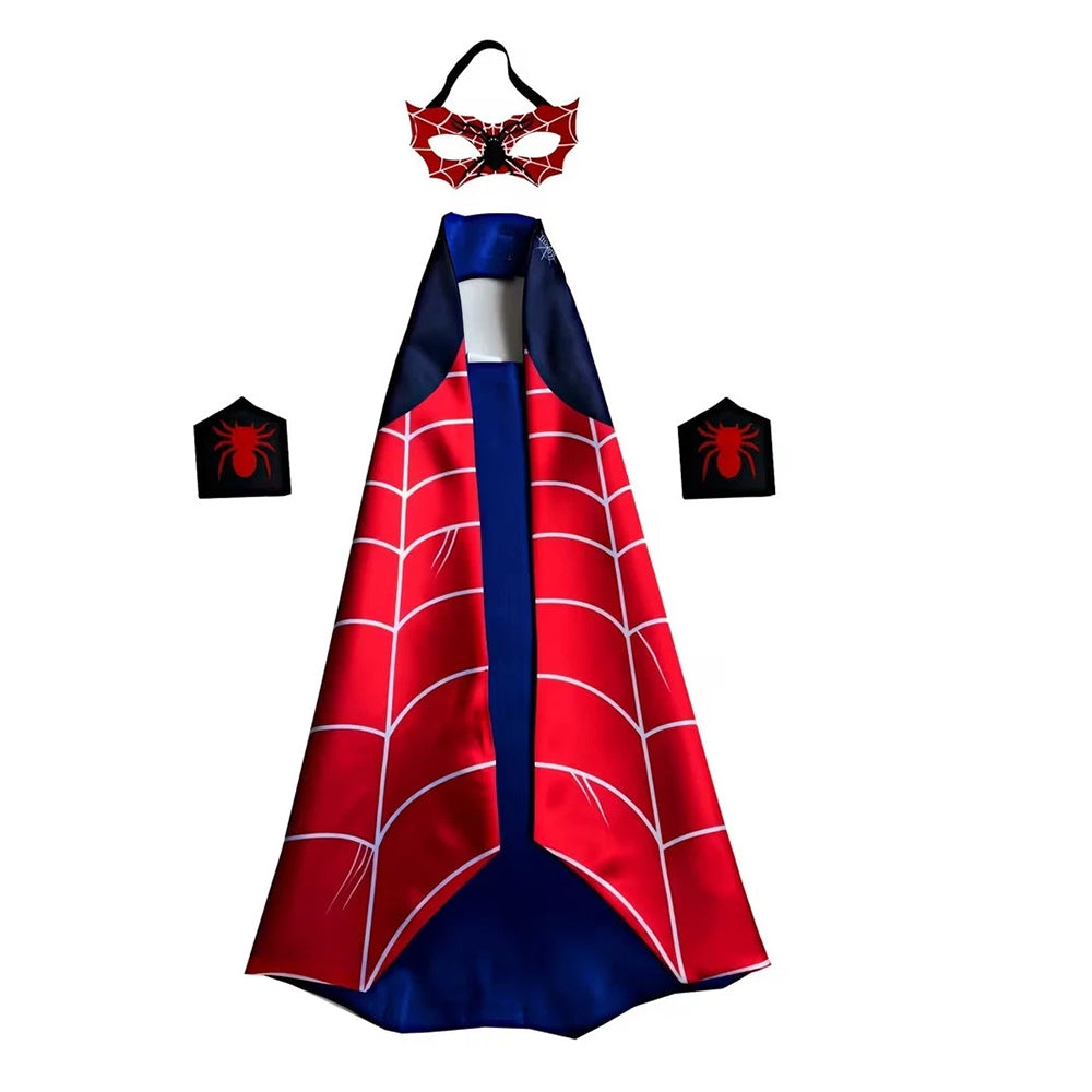 Spider-Man Kids Costume – 4PCS Cape & Mask Fancy Dress Kit for Boys Girls