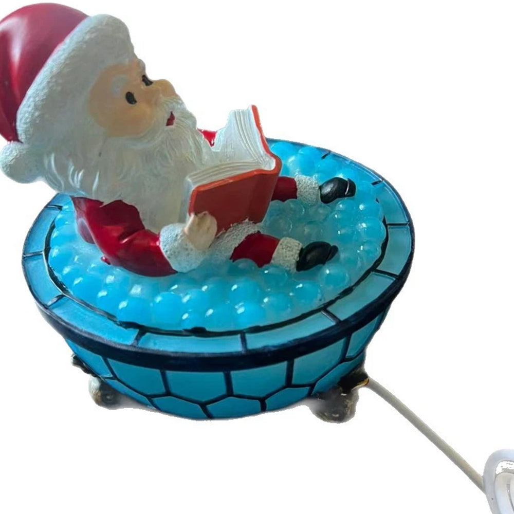 Christmas Santa Bubble Bath Lamp, Cute Santa Reading Books USB LED Lamp Decor