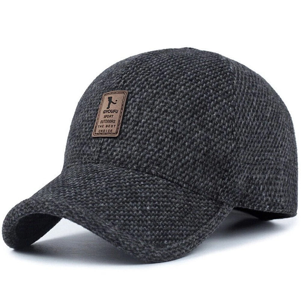 Men's Winter Hat with Earmuffs - Thick Warm Adjustable Baseball Cap for Cold Weather, Outdoor & Casual Wear