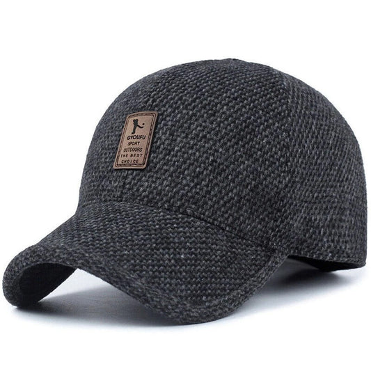 Men's Winter Hat with Earmuffs - Thick Warm Adjustable Baseball Cap for Cold Weather, Outdoor & Casual Wear