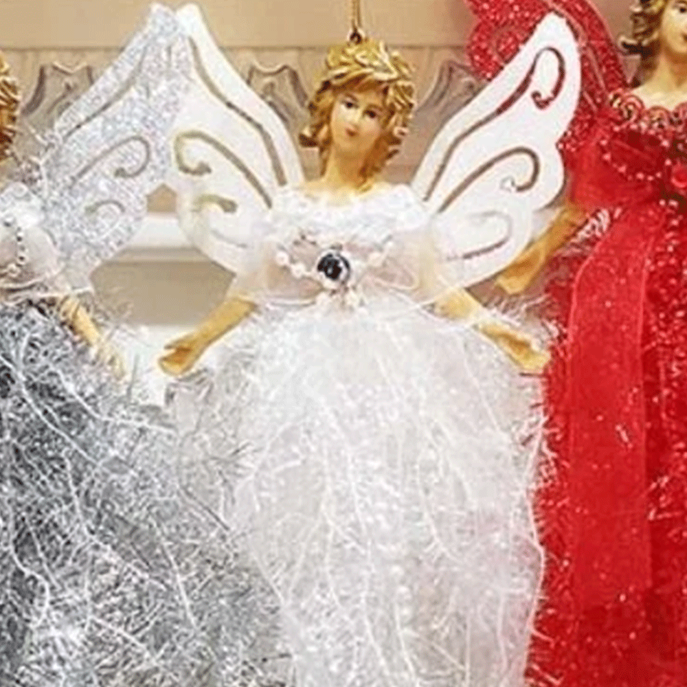 Christmas Tree Topper – White Angel Hanging Fairy, Festive Xmas Tree Ornament Decoration