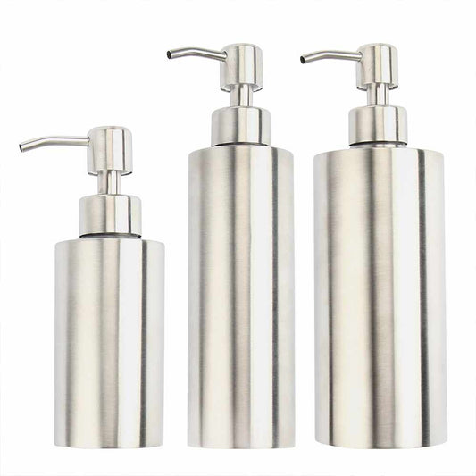 Stainless Steel Soap Dispenser Bottle Bathroom Shower Kitchen Shampoo Replace