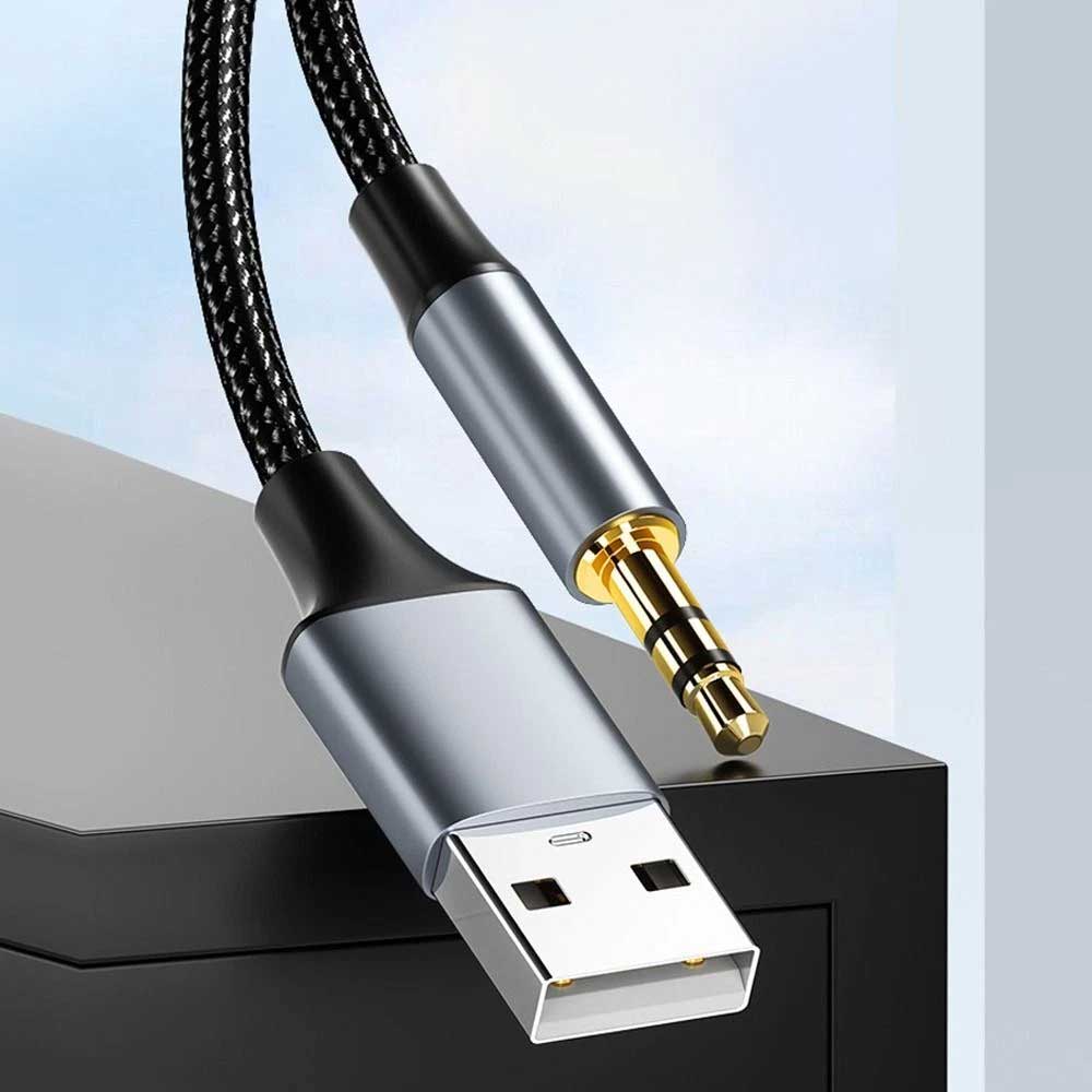 USB A to 3.5 Jack Adapter Wire USB to 3.5mm Aux Line Male to Male Audio Cable