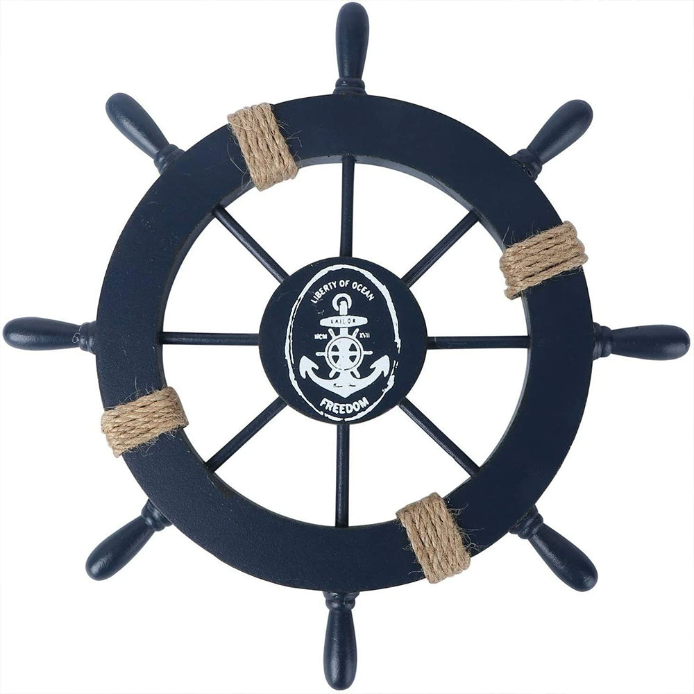 Wooden Ship Wheel Wall Decor 28cm Steering Wheel for Beach House Theme Room