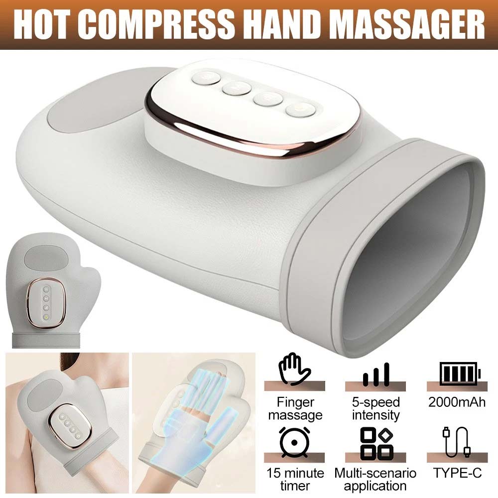 Cordless Hand Massager with Heat & Compression - for Arthritis & Carpal Tunnel