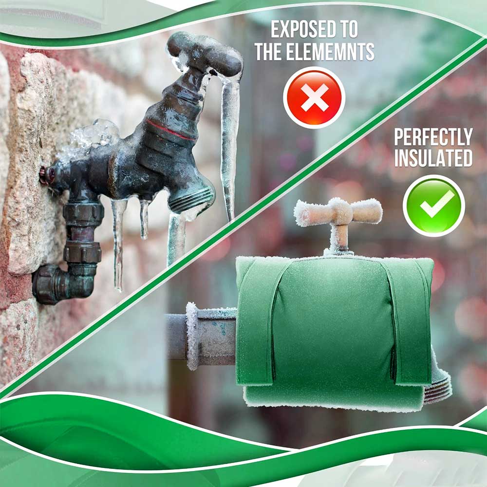 2-Pack Green Outdoor Tap Cover - Insulated Frost Protector & Weather Jacket
