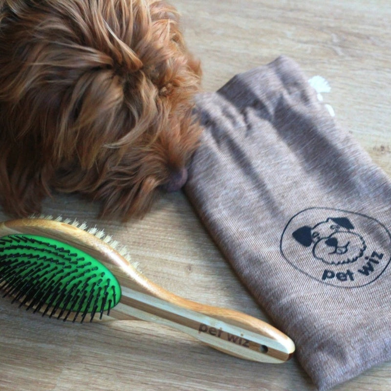 Double Sided Pin & Bristle Bamboo Brush for Dog Grooming