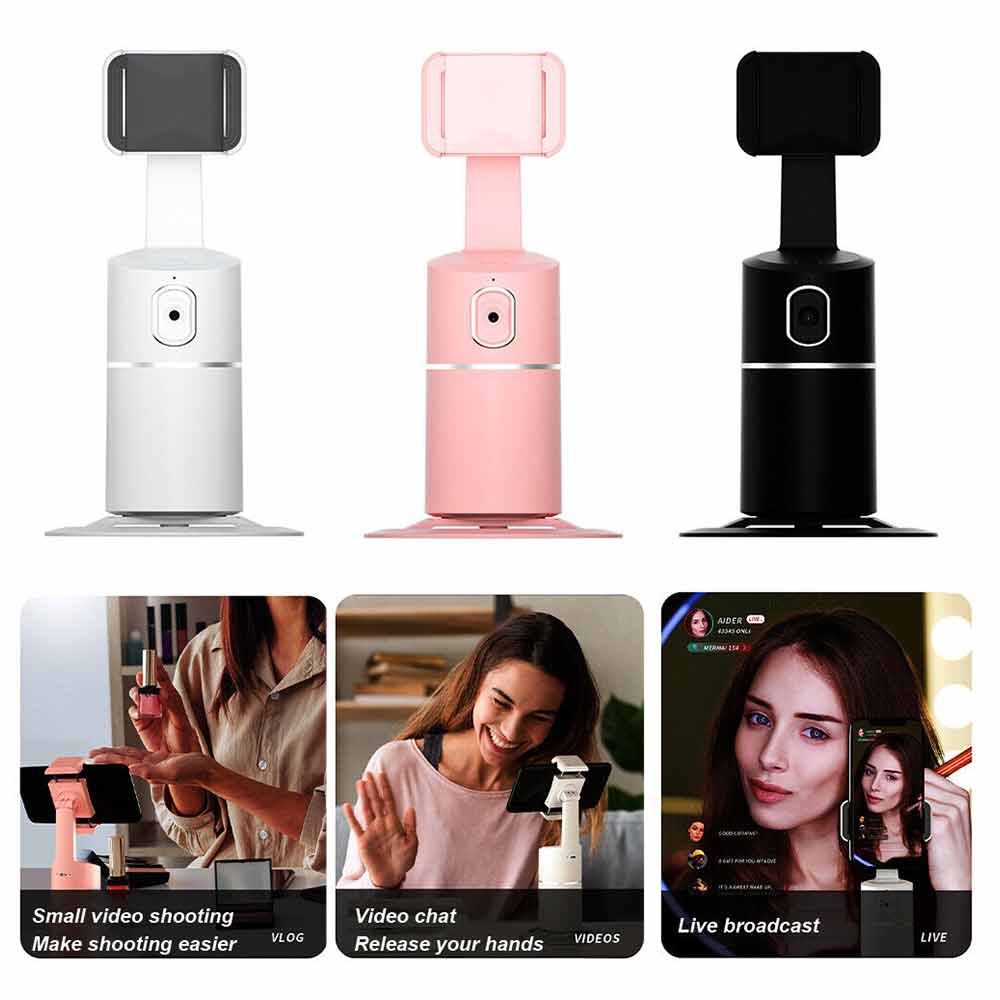 360° AI Auto Face Tracking Phone Holder Smart Selfie Stick Stand Camera Mount