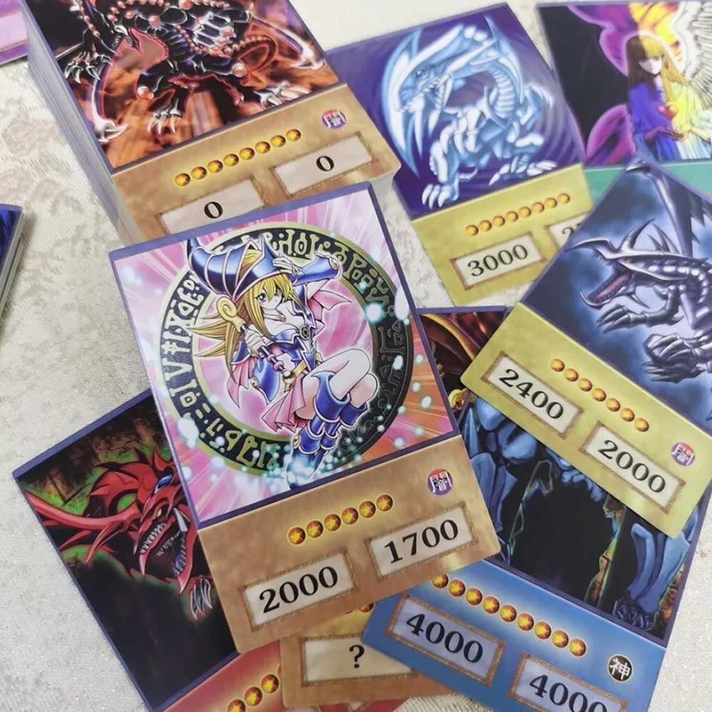 YUGİ 100Pcs Blue Eyes Dark Magician Exodia Obelisk RA Slifer Anime Style Cards