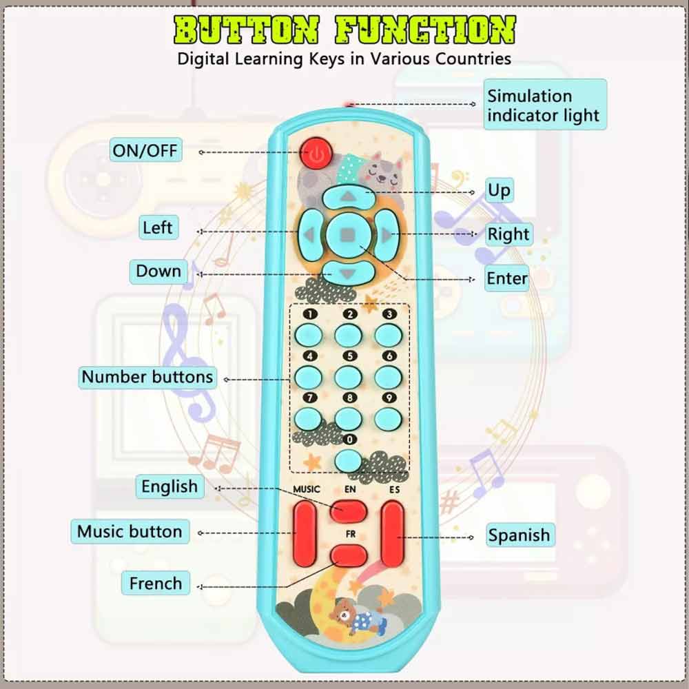 Toddler Play Set Baby TV Remote Control Sensory Toy Lighting Music Buttons Blue