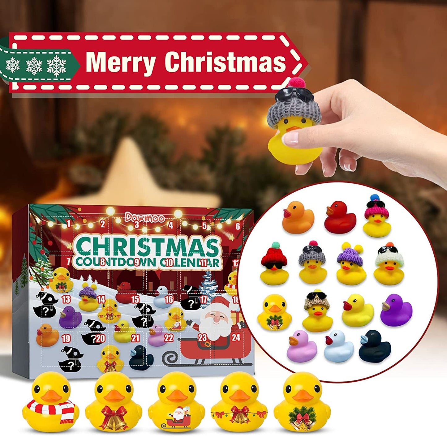 Christmas Advent Calendar 24 Days Countdown Box Float Squeaky Sound Duck Toy