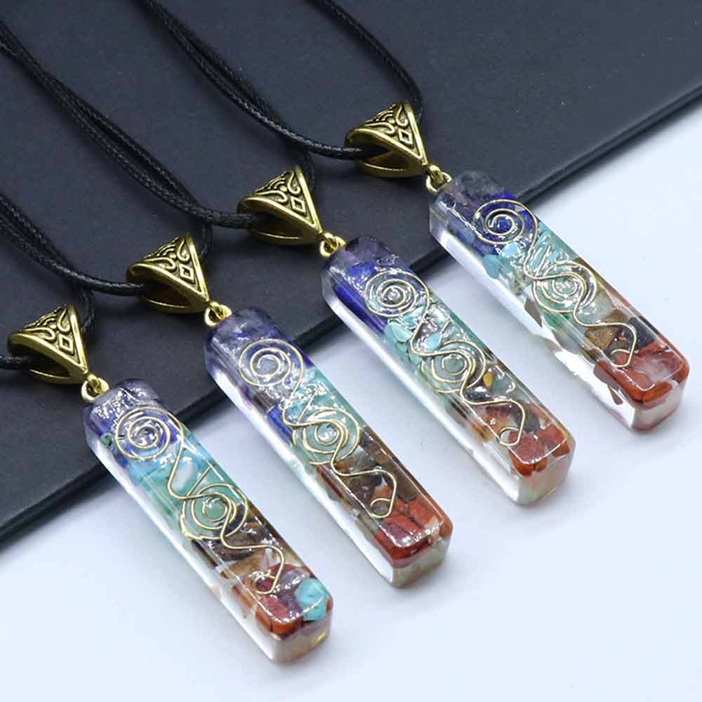 7 Chakra Crystal Necklace –1PC  Healing Stone Energy Pendant for Yoga & Meditation