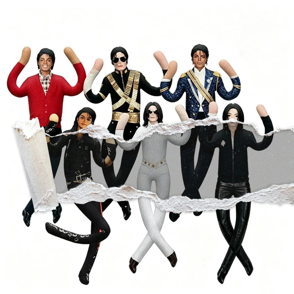 Michael Jackson Plush Doll – 28cm Poseable Figure, 6 Costumes, Abstract Collectible
