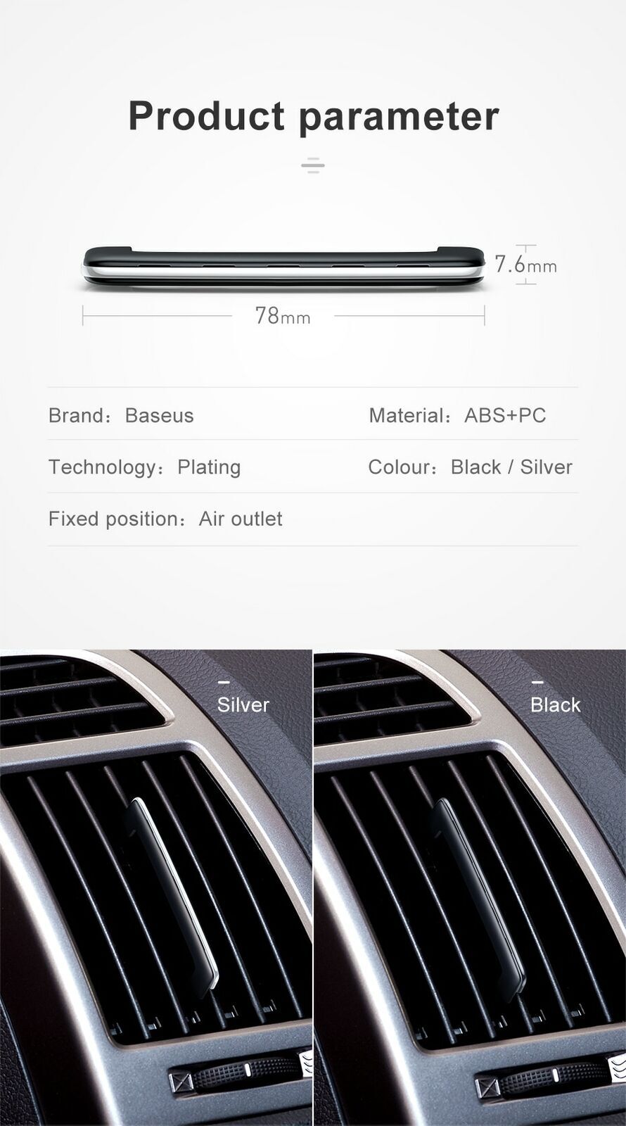 Car Vent Perfume Clip – 6 Fragrance Bars (Cologne/Marine/Gardenia) – Even Volatilization