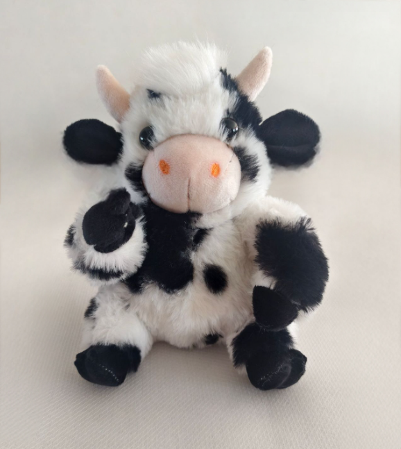 Fluffy Farm Animal Stuffed Dolls- Black & White Cow, Pink Pig,Brown Cow Plush Toys